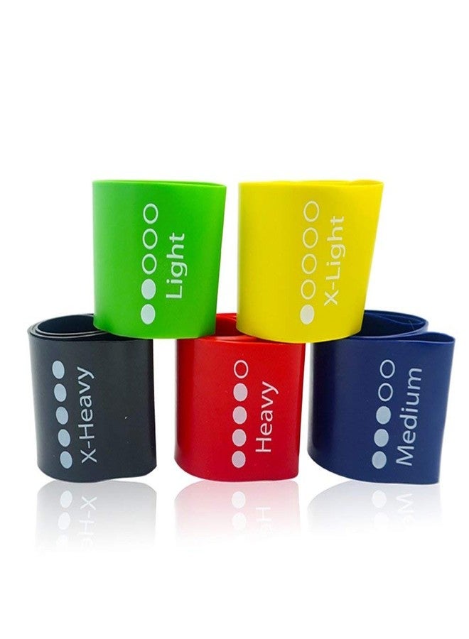 SMILEONLINE Smile™ 5 Pcs Resistance Bands for Workout Elastic Exercise Loops for Yoga, Physical Therapy & Strength Training Yoga & Exercise Resistance Bands Loop Bands Strength, - Image 3