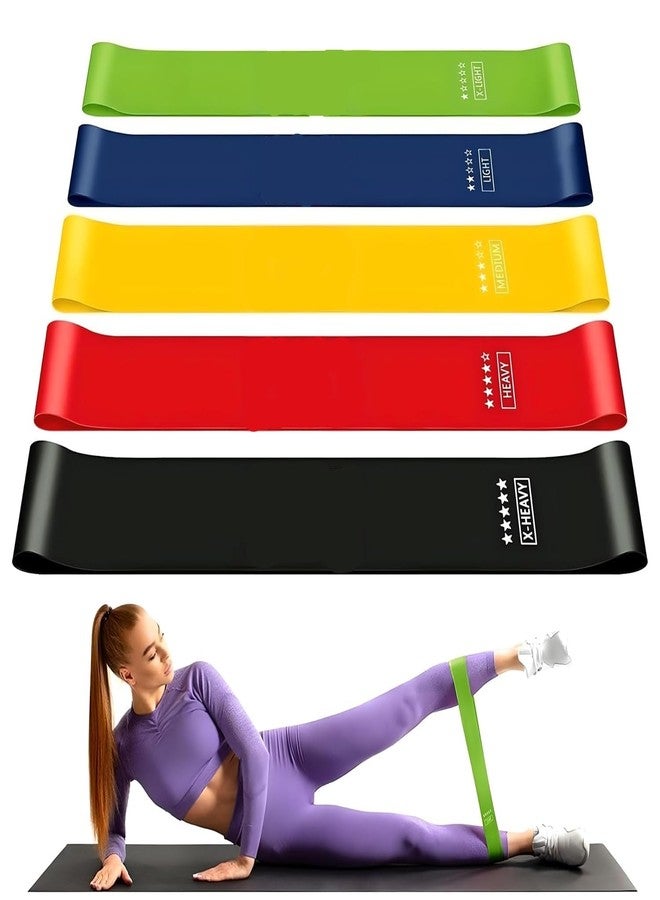 SMILEONLINE Smile™ 5 Pcs Resistance Bands for Workout Elastic Exercise Loops for Yoga, Physical Therapy & Strength Training Yoga & Exercise Resistance Bands Loop Bands Strength, - Image 1