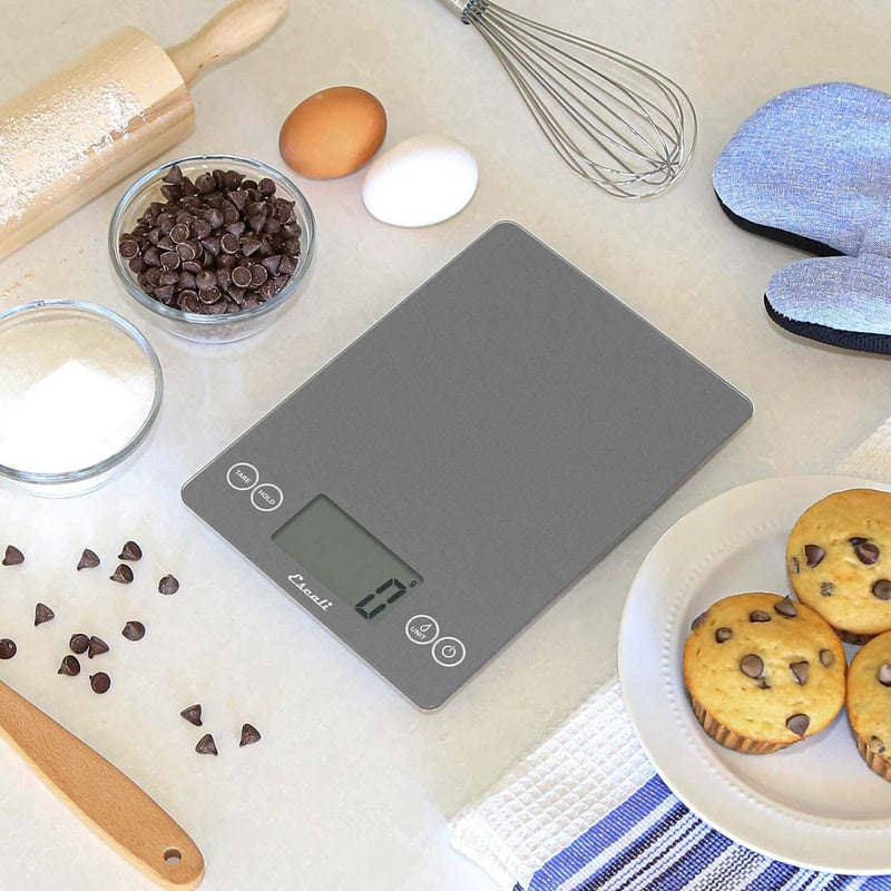 Escali Arti Glass Food Scale Digital Countertop Kitchen, Baking and Cooking Scale with Nutrition and Calorie Counter, 15-Pound Capacity, 9" x 6.5" x .75", Gray Storm - Image 5