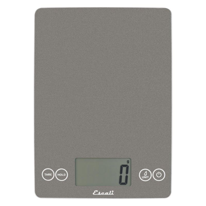 Escali Arti Glass Food Scale Digital Countertop Kitchen, Baking and Cooking Scale with Nutrition and Calorie Counter, 15-Pound Capacity, 9" x 6.5" x .75", Gray Storm - Image 1