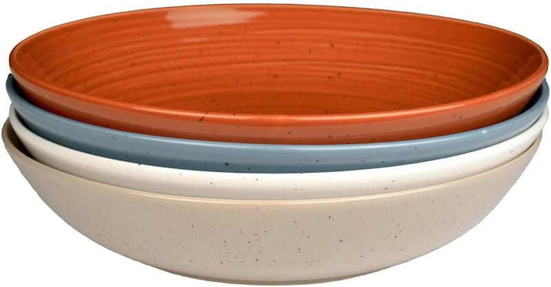 Sango Siterra Painters Palette Stoneware Pasta Bowls Set of 4  Pasta  Serving Bowls Earthy Reactive Glaze Multi Assorted Colors Microwave  Dishwasher Safe for Everyday Dining  Entertainment - Image 1