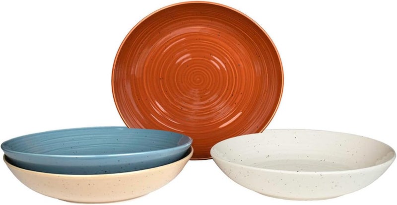Sango Siterra Painters Palette Stoneware Pasta Bowls Set of 4  Pasta  Serving Bowls Earthy Reactive Glaze Multi Assorted Colors Microwave  Dishwasher Safe for Everyday Dining  Entertainment - Image 4