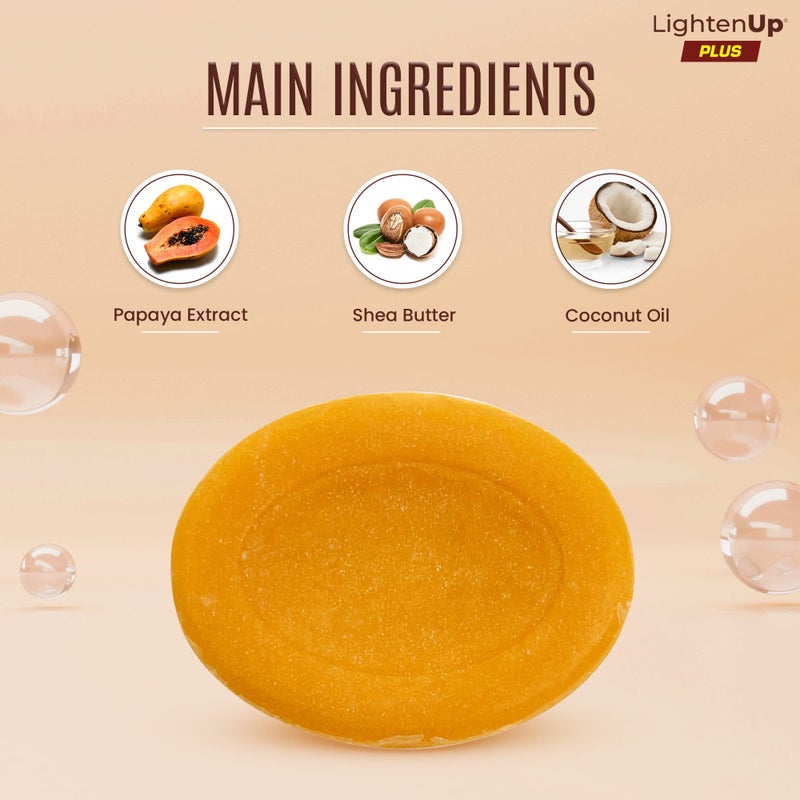 OMIC LIGHTEN-UP صابون البابايا المضيء - 3.38 أونصة سائلة / 100 جرام - بار بابايا طبيعي - صابون مرطب مقشر، زيت جوز الهند و 4% زبدة الشيا - مبيض لجميع أنواع البشرة - Image 2