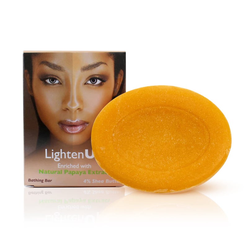 OMIC LIGHTEN-UP صابون البابايا المضيء - 3.38 أونصة سائلة / 100 جرام - بار بابايا طبيعي - صابون مرطب مقشر، زيت جوز الهند و 4% زبدة الشيا - مبيض لجميع أنواع البشرة - Image 1