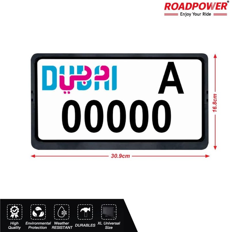 رود باور ROADPOWER حامل لوحة أرقام السيارة أسود صغير - عبوة من 2 حامل لـ (دبي) فقط - Image 4