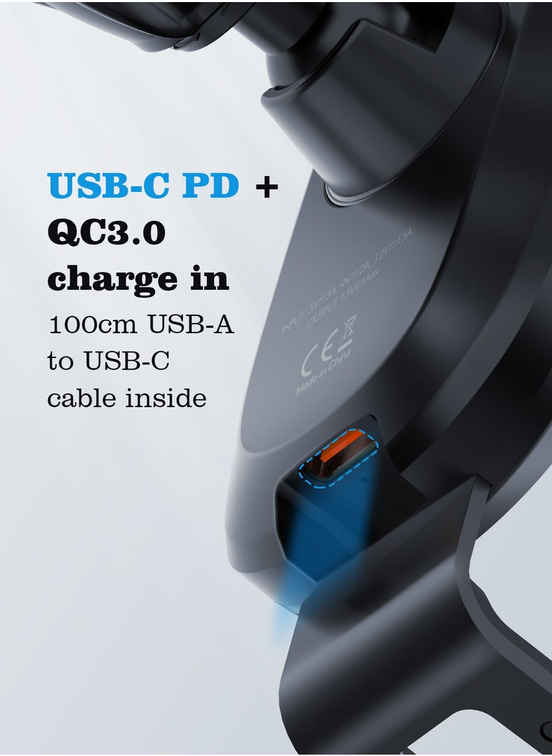 glassology - 15W Fast Wireless Car Charger Phone Mount Holder fit for iPhone 15 14 13 12 Mini Pro Max 11 Xs, Samsung Galaxy S23 Ultra S22+ S21 S20 Note 20 - Image 1