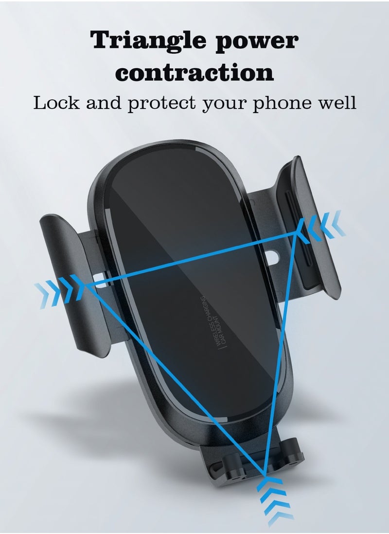 glassology - 15W Fast Wireless Car Charger Phone Mount Holder fit for iPhone 15 14 13 12 Mini Pro Max 11 Xs, Samsung Galaxy S23 Ultra S22+ S21 S20 Note 20 - Image 1
