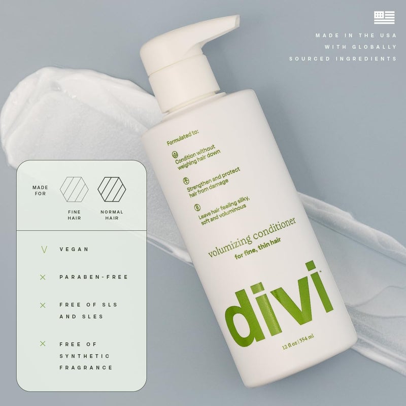 DiVi بلسم ديفي لتكثيف الشعر للنساء والرجال - بلسم خفيف الوزن لتكثيف الشعر الرقيق - مصمم لتقوية وحماية الشعر من التلف، 12 أونصة سائلة. - Image 3