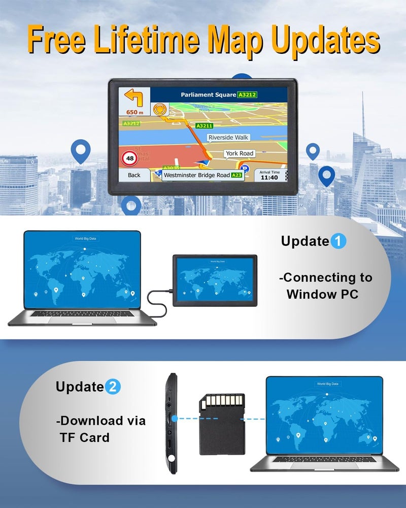 OHREX N800 GPS Navigator for Car with Bluetooth, 7” Truck GPS for Commercial Drivers, 2026 Maps with Free Lifetime Updates - Image 2