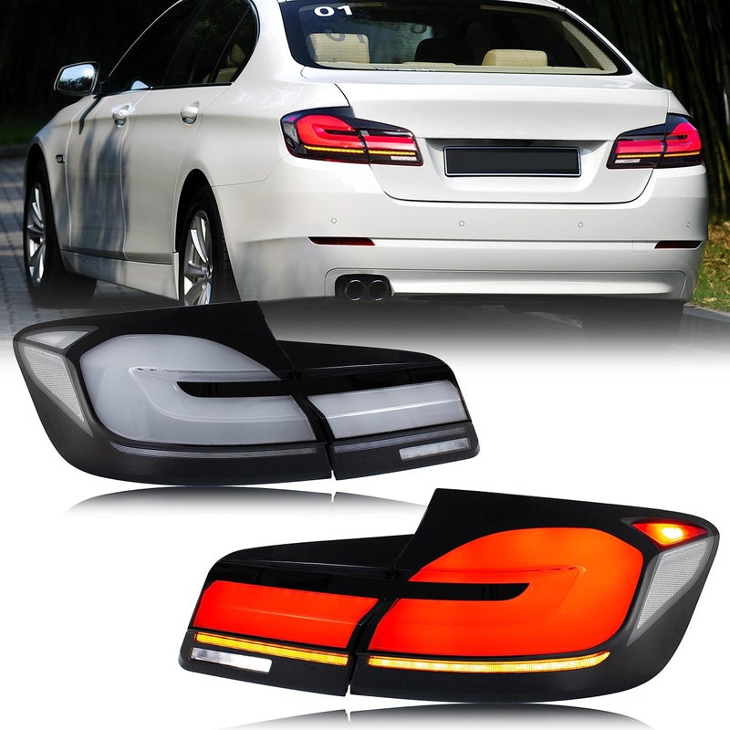 inginuity time LED G38 Clear White Tail Lights for BMW Series 5 F10 F18 M5 20112017 Startup Animation Sequential Indicator Upgrade G38 Look Rear Lamp Assembly Accessary