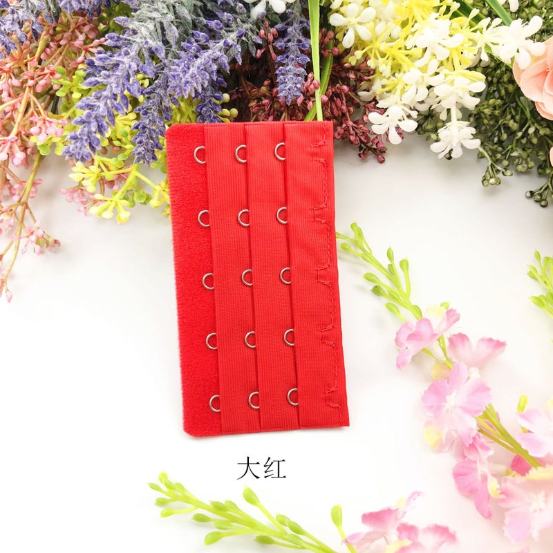 Generic Underwear extension buckle three rows of five buttons/5 rows of 9.5cm bra extension back buckle buckle many colors without packaging Red 