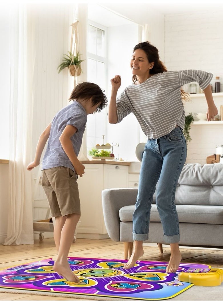 JAYATO Electronic Dancing Challenge Mat, Adjustable Volume, Built-in Music and LED lights, 9-Button Dancing Mat Birthday Gifts for Kids Over 3 Years Old, 90cm X 86cm - Image 1