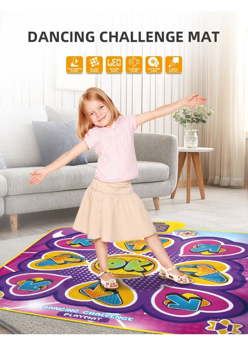 JAYATO Electronic Dancing Challenge Mat, Adjustable Volume, Built-in Music and LED lights, 9-Button Dancing Mat Birthday Gifts for Kids Over 3 Years Old, 90cm X 86cm - Image 2