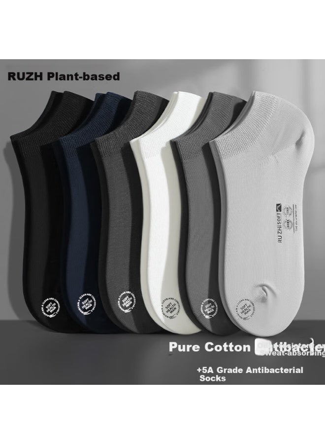 As plant Men'S Summer Boat Socks 100% Cotton Antibacterial Odor-Resistant Breathable Boneless Durable Business Invisible Cotton Short Socks - Image 1