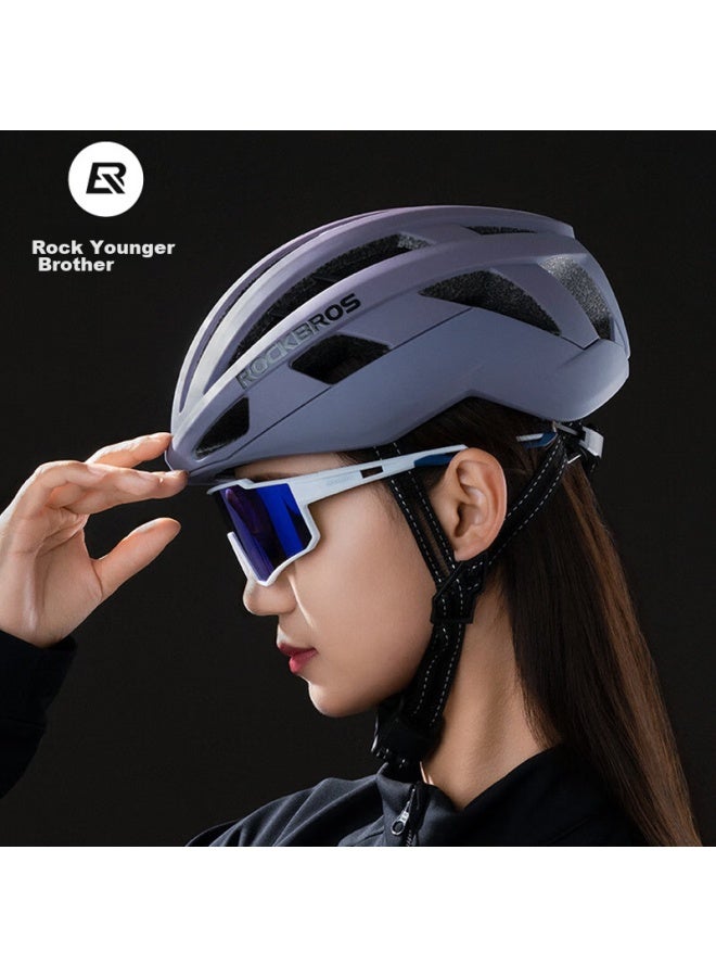 Rockbros خوذة دراجة روكبروس، خوذة دراجة طريق وجبل، خوذة أمان بتصميم متكامل ديناميكي هوائي للرجال والنساء، بيضاء - Image 2