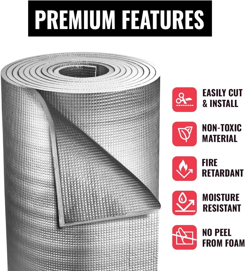 SEALTECH Heavy Duty 5mm Reflective Insulation Roll - Premium Foam Core Radiant Barrier for Energy Conservation -Commercial Grade Soundproofing Thermal Shield for Indoor and Outdoor Use (24" X 20') - Image 3