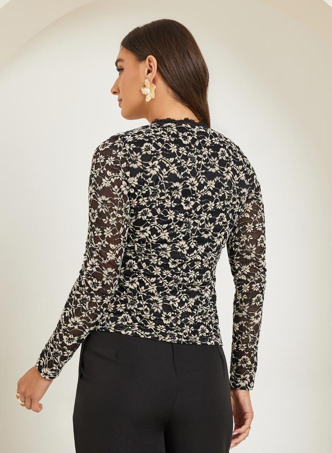 Styli Black Lace Long Sleeve Blouse - Image 5