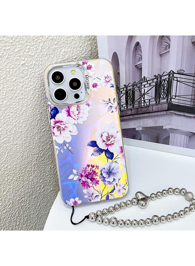 erorex Case For iPhone 16 Pro Electroplating Laser Flower Phone Case with Wrist Strap - Image 1