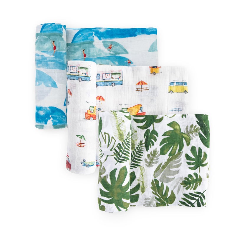 Little Unicorn Premium Muslin Swaddle Blanket 3 Pack | for swaddling, Play, Nursing & More | Giftable Set of 3 (Summer Vibe) - Image 1