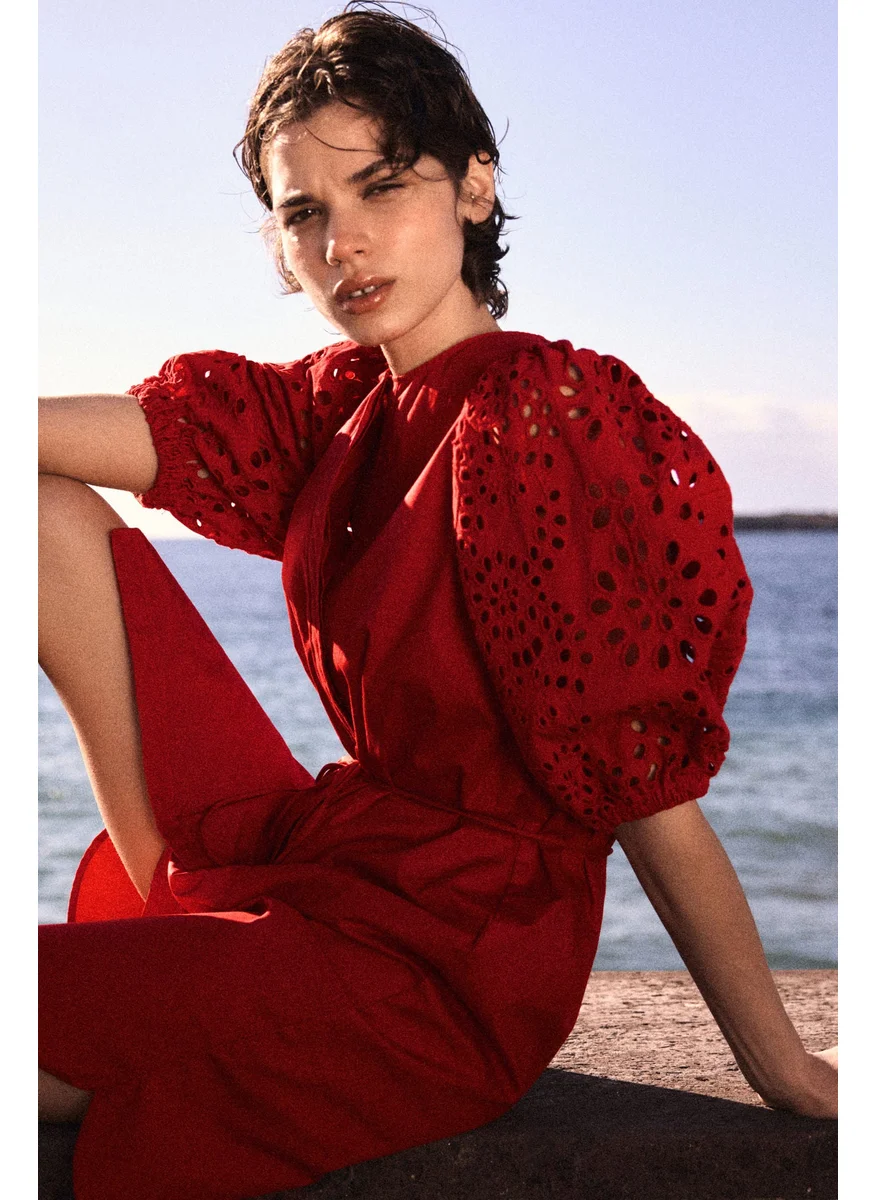 اتش اند ام Broderie Anglaise-Sleeved Dress