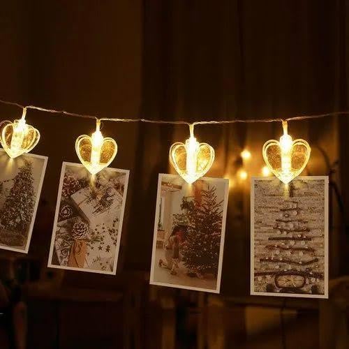 TECH LOGO ELECTRONICS Star Shape heart shape Led Clip Lights For Photo Led Lights For Home Decoration Photo Clip Led String Lights Diwali Lights For Decoration For Home Christmas Decoration Light heart clip light 