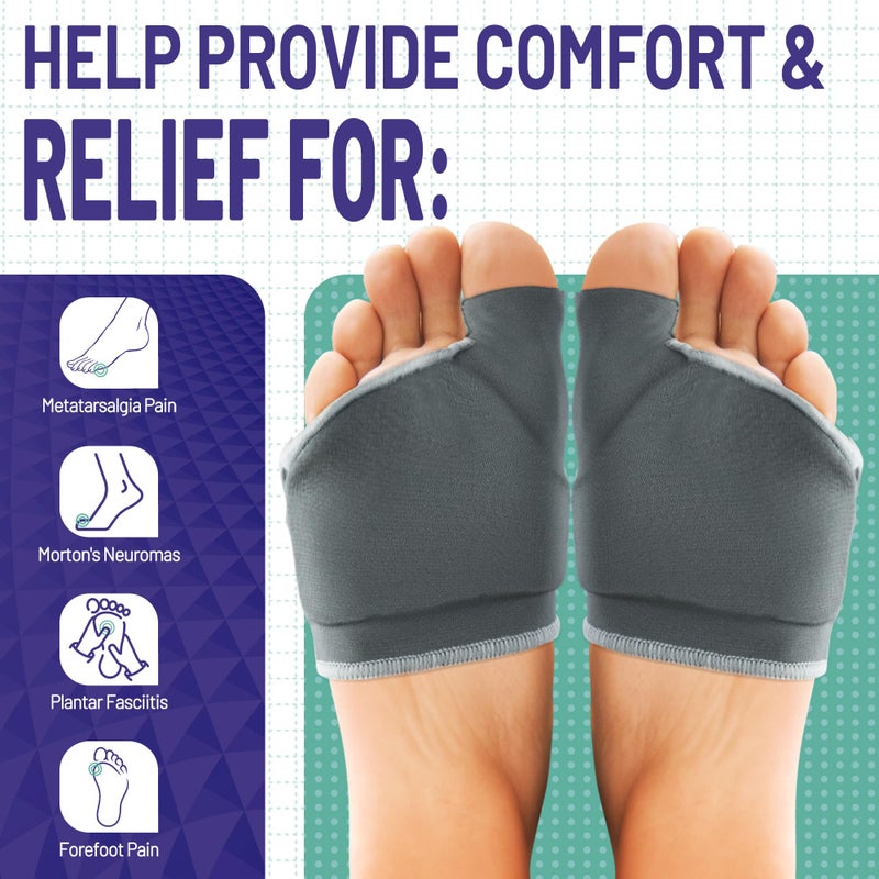 BENAYO Orthopedic Metatarsal Pads,Ball of Foot Cushion with Gel Pad for Women and Men, Foot Pads for Ball Pain Relief, Morton's Neuroma, Metatarsalgia Support. (Gray, Middle:Women(7-9)/MEM(5-7)) - Image 4