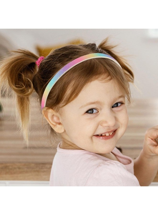 WLLHYF Glitter Headband, 4pcs Plastic Sparkly Cute Non Slip Chunky Hairbands, Thick Bling Confetti Rainbow Hair Bands with Teeth, Little Girls Colorful Hair Accessories - Image 3