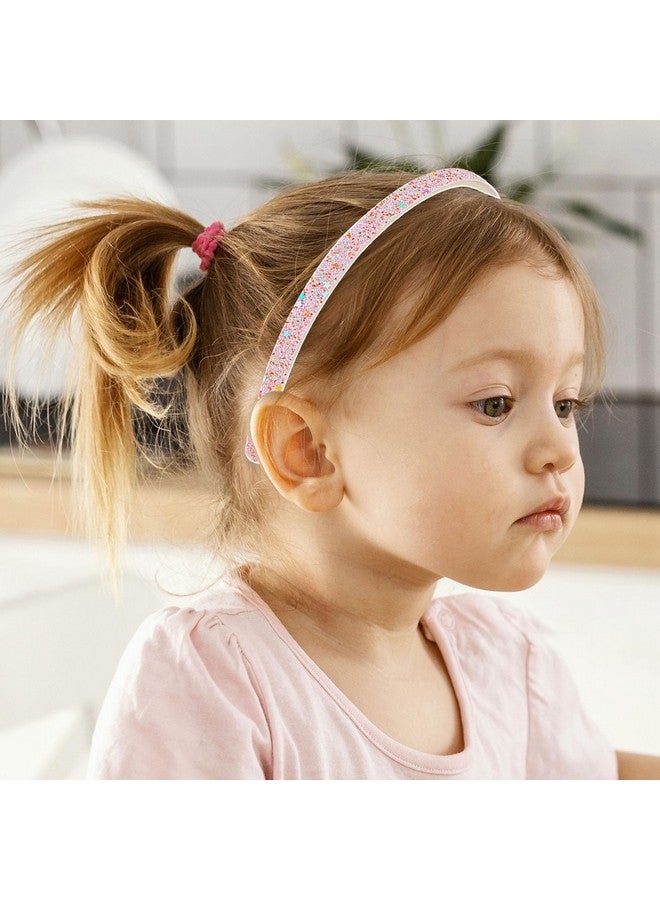 WLLHYF Glitter Headband, 4pcs Plastic Sparkly Cute Non Slip Chunky Hairbands, Thick Bling Confetti Rainbow Hair Bands with Teeth, Little Girls Colorful Hair Accessories - Image 2