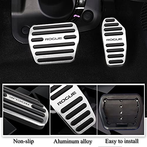 XITER 2 pieces/set No Drilling Aluminium alloy Gas Accelerator Pedal Covers Non Slip Brake Foot Pedal Pads for Nissan 2014-2024 Rogue,2017-2022 Rogue Sport Accessories(Silver) - Image 2