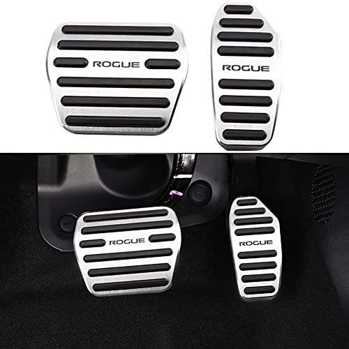 XITER 2 pieces/set No Drilling Aluminium alloy Gas Accelerator Pedal Covers Non Slip Brake Foot Pedal Pads for Nissan 2014-2024 Rogue,2017-2022 Rogue Sport Accessories(Silver) - Image 1