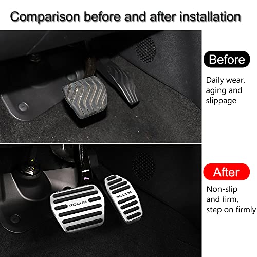 XITER 2 pieces/set No Drilling Aluminium alloy Gas Accelerator Pedal Covers Non Slip Brake Foot Pedal Pads for Nissan 2014-2024 Rogue,2017-2022 Rogue Sport Accessories(Silver) - Image 3