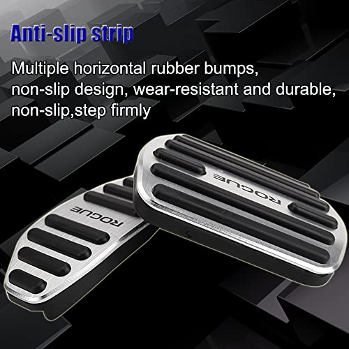 XITER 2 pieces/set No Drilling Aluminium alloy Gas Accelerator Pedal Covers Non Slip Brake Foot Pedal Pads for Nissan 2014-2024 Rogue,2017-2022 Rogue Sport Accessories(Silver) - Image 5