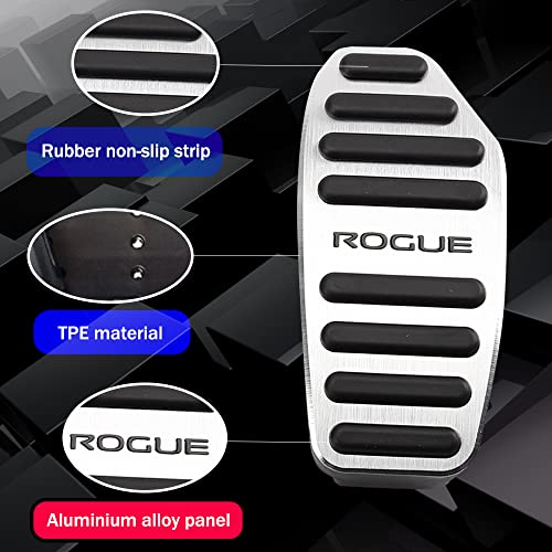 XITER 2 pieces/set No Drilling Aluminium alloy Gas Accelerator Pedal Covers Non Slip Brake Foot Pedal Pads for Nissan 2014-2024 Rogue,2017-2022 Rogue Sport Accessories(Silver) - Image 4