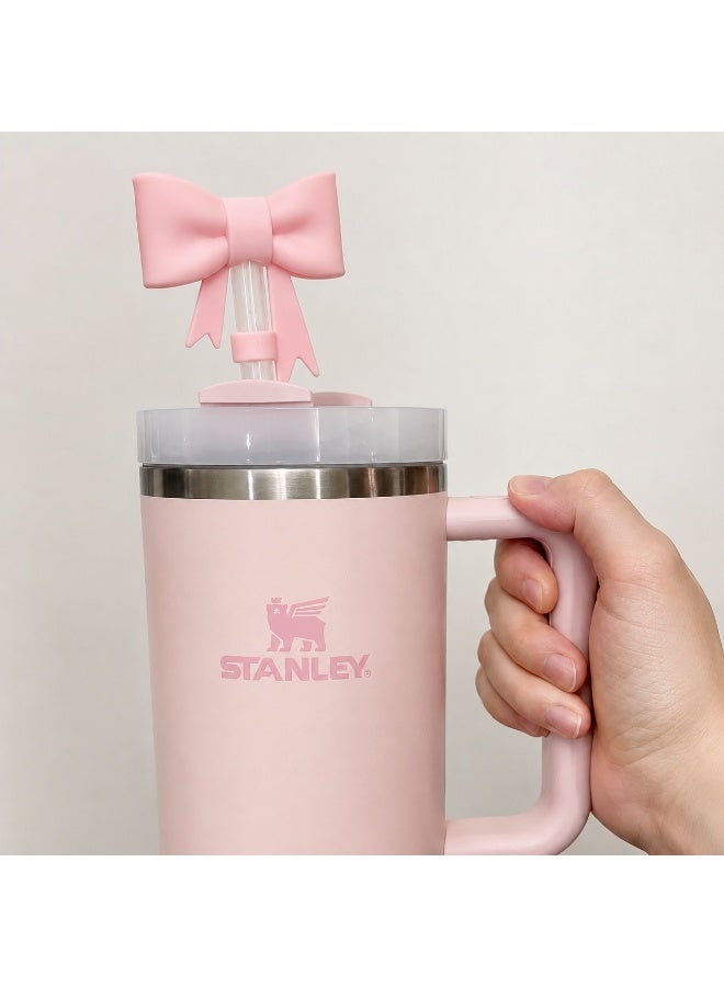 Pink Bow Straw Cover for Stanley & Owala | Reusable Silicone Straw Cap | Dust-Proof Straw Topper - Image 2