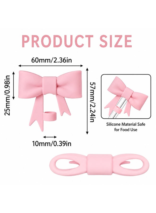 Pink Bow Straw Cover for Stanley & Owala | Reusable Silicone Straw Cap | Dust-Proof Straw Topper - Image 3