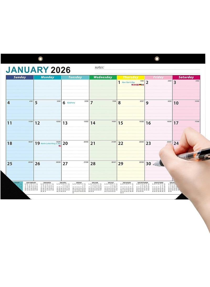 سوفام تقويم الحائط 2026، 2026-2027 شهري مكتب و تقويم الحائط لمدة 18 شهرا، مصنوع من الورق السميك و المتين، مجهز مع أجهزة حماية الزاوية، قائمة القيام، من يناير 2026 إلى يونيو 2027، 43*30.5 سم، المزدوج الأسلاك ربط، كتلة كبيرة مع تواريخ جوليان - Image 5