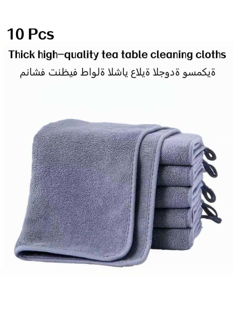 10 قطع قماش تنظيف فاخر بسماكة 2 سم مقاس 30×30 سم، متينة ودائمة، مناشف مطبخ متعددة الاستخدامات بحلقة تعليق للمنزل ومسحبة الطاولات والغبار - Image 1