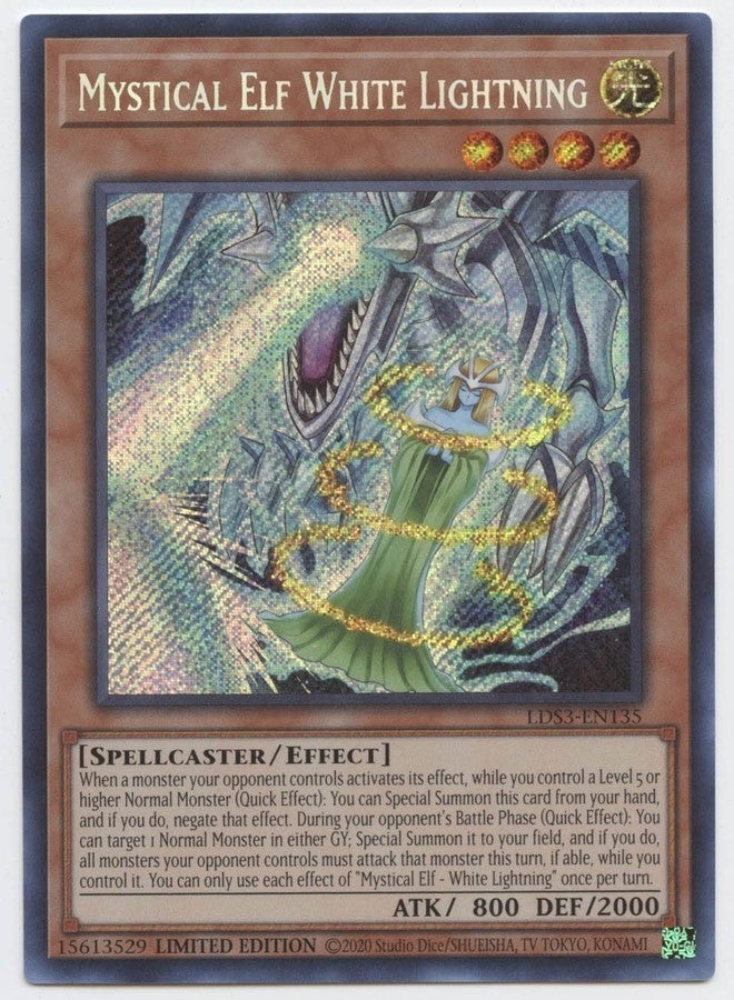Yu-Gi-Oh! Mystical Elf White Lightning - LDS3-EN135 - Secret Rare - 1st Edition