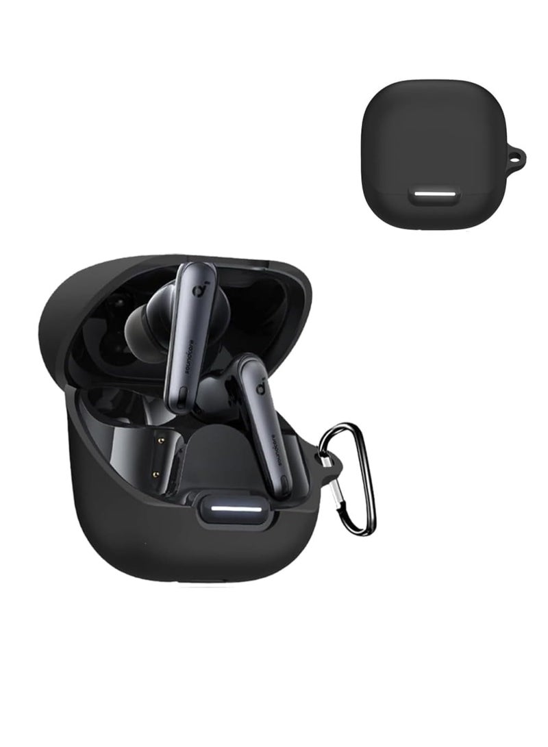 shomira Silicone Case Compatible with Anker Soundcore Liberty 4 NC Earbuds, Soft Silicone Protective Case Cover, Shockproof Sleeve with Carabiner (Black) - Image 1