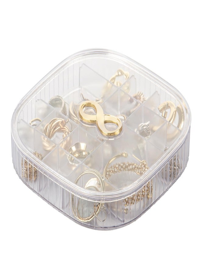 Polyset Compacto Plastic Jewellery Box 14 Grid | Multipurpose Storage Organizer for Rings, Earrings, Beads & Accessories | Compact, Durable & Travel-Friendly - Natural - Image 1