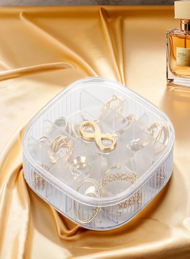 Polyset Compacto Plastic Jewellery Box 14 Grid | Multipurpose Storage Organizer for Rings, Earrings, Beads & Accessories | Compact, Durable & Travel-Friendly - Natural - Image 2
