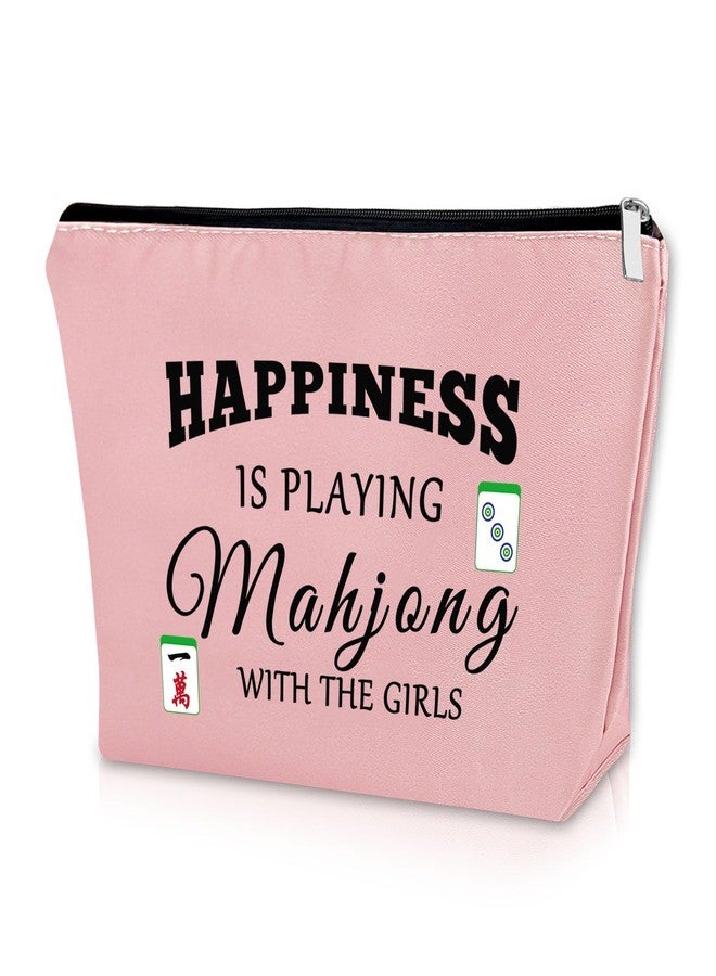Sazuwu Pink Makeup Bag - Mahjong Themed Cosmetic Bag for Gifts - Lucky Travel Pouch for Mom, Grandma, Sister, Aunt - Birthday & Christmas - Image 1