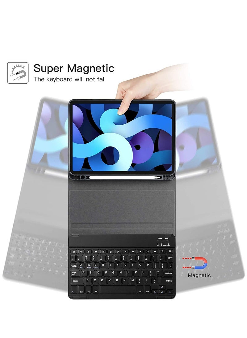 Detachable Wireless Bluetooth Keyboard and Pencil Holder Protective Case for iPad Air 4/5 10.9 Inch (2020/2022) - Stylish and Functional Design