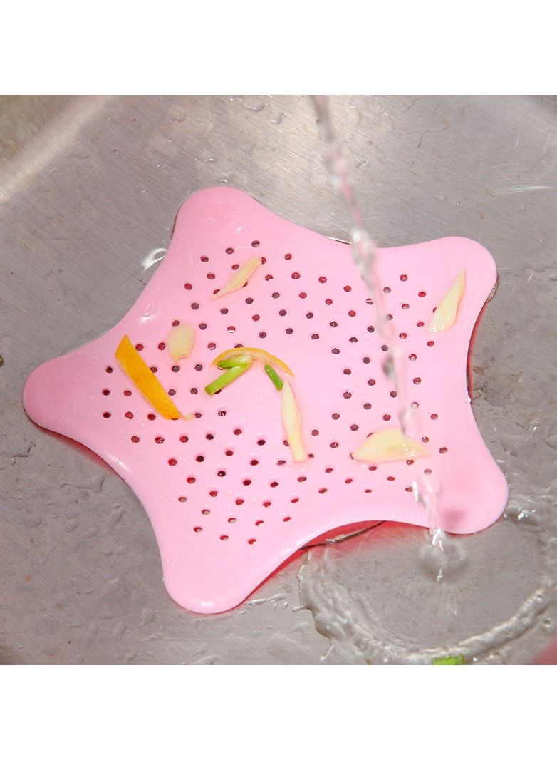 MARGOUN 10-Piece Kitchen Sink Strainer Filter Star Silicone Drain Cap Bathroom Floor Hair Catcher Anti Clogging Shower Drain Cover For Kitchen Bathroom Tub Pink - Image 3