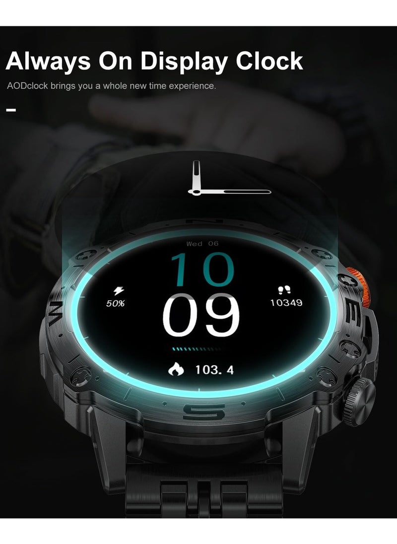TDZDDYS Men's Smart Watch: Make Calls, IP68 Waterproof, 1.43-inch AMOLED Touchscreen, Always-On Display, Long Battery Life, Fitness Tracker, Android and iOS Compatible