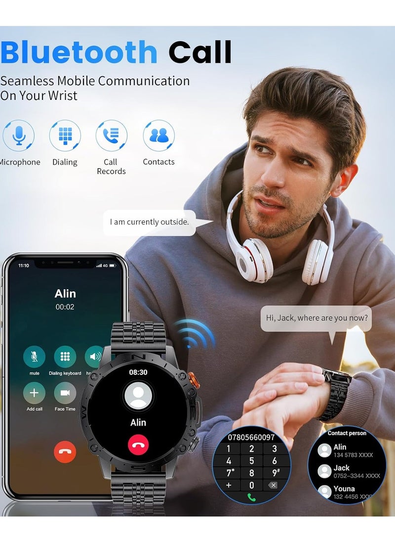 TDZDDYS Men's Smart Watch: Make Calls, IP68 Waterproof, 1.43-inch AMOLED Touchscreen, Always-On Display, Long Battery Life, Fitness Tracker, Android and iOS Compatible