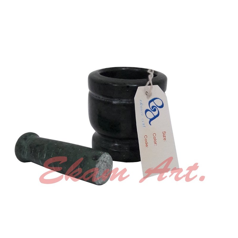 Surva Cart Handmade Granite Stone Mortal Pestle Hamam Dasta Crusher - Image 2