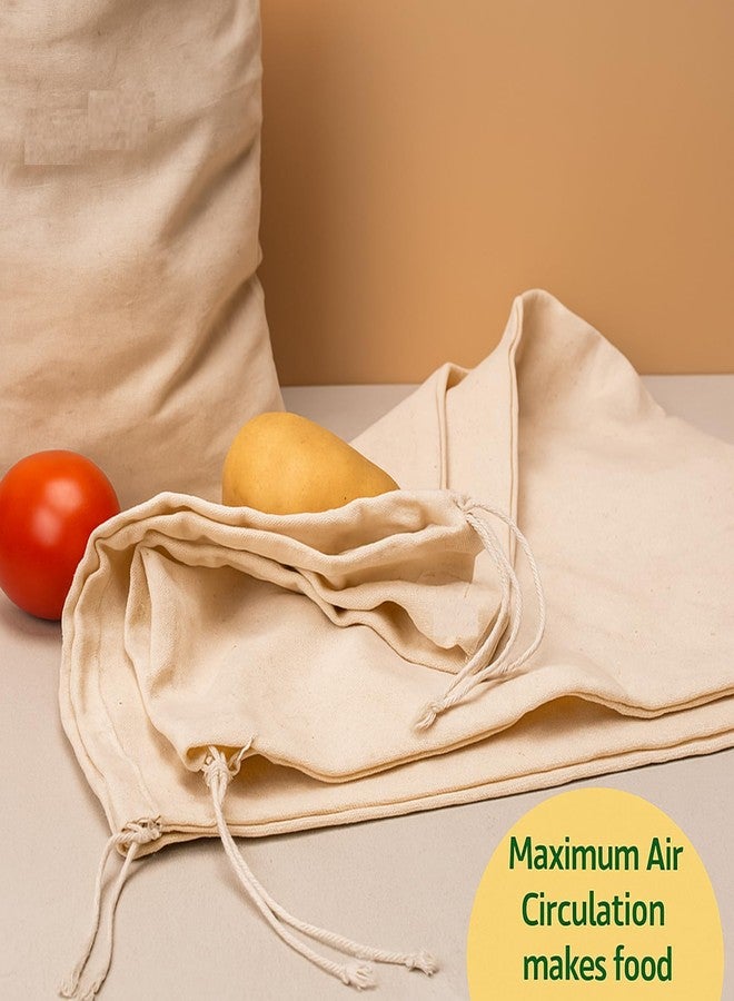 Kitdao Cotton 10 Vegetable Bags Fridge Storage Bag Sabji Fruits Pouch Refrigerator Produce bags Clothe Muslin Reusable Washable with Drawstrings 5Medium+5 Large Bag - Image 4