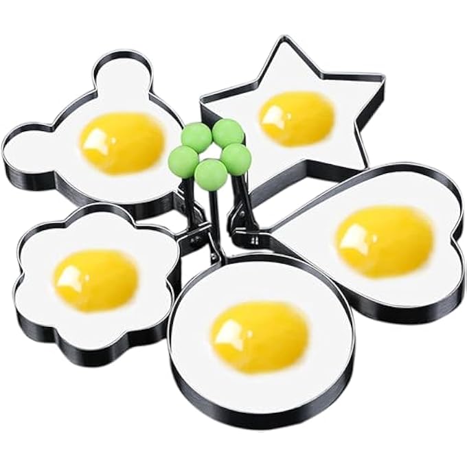 Erweicet Stainless Steel Egg Molds 5 Pack 35 Inch ShapesEgg Ring Molds For Cooking And Griddle Of Egg - Image 2