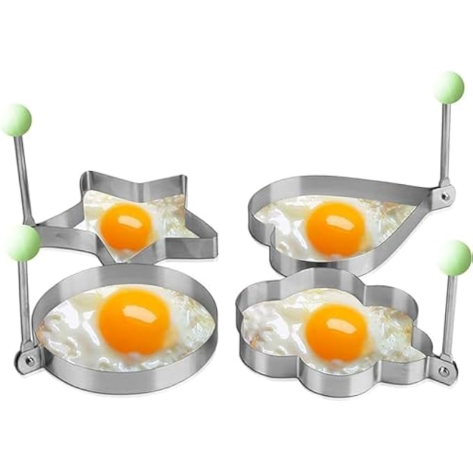Erweicet Stainless Steel Egg Molds 5 Pack 35 Inch ShapesEgg Ring Molds For Cooking And Griddle Of Egg - Image 3